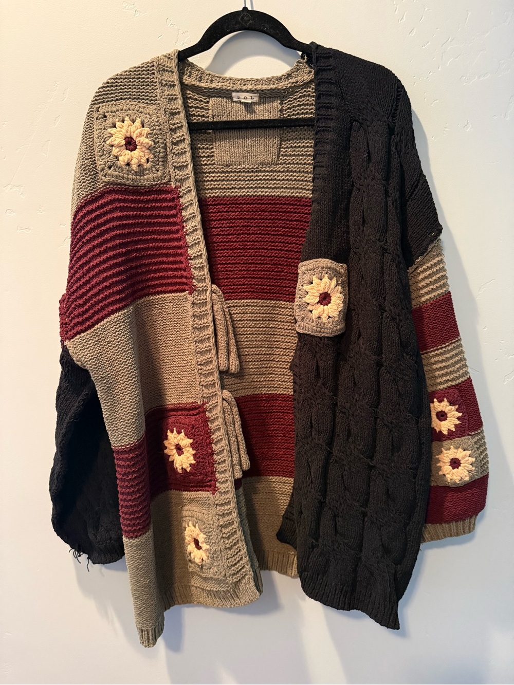 POL Black and Olive Green Cardigan (Size M)
